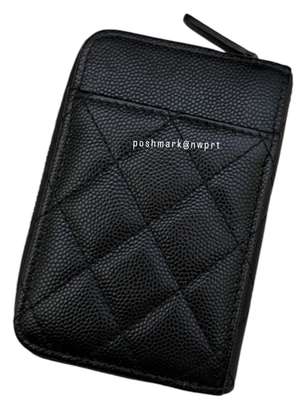 CHANEL 💯 Caviar Quilted CC Zip Zipped Card Holder Coin Wallet Black Gold Box - Picture 4 of 13